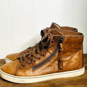 UGG Blaney Tasseled Trainers High Top Brown Leather Sneakers Women's 10